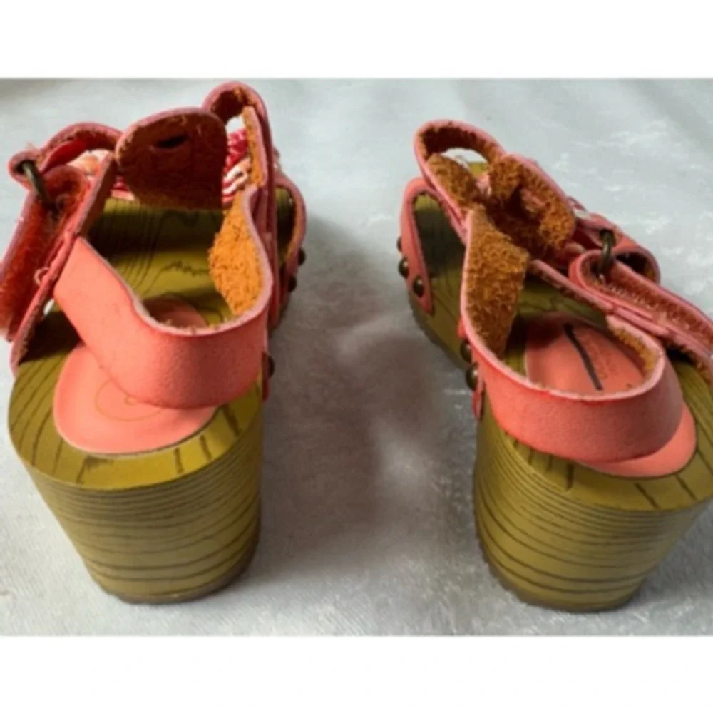 Genuine Baby By OshKosh Clog Sandals Baby Girl's 8 Pink Floral Hook & Loop‎ Bow